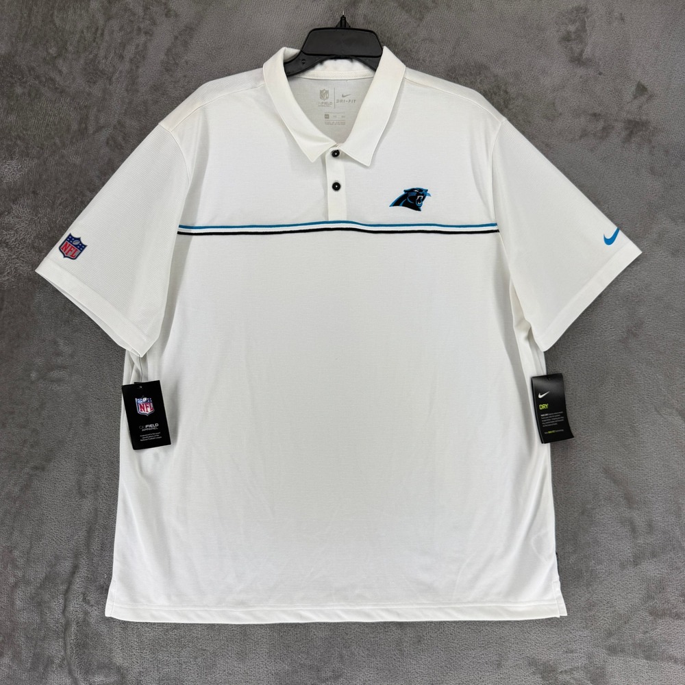 Nike Carolina Panthers NFL Dri-FIT Polo Shirt Mens XXL White CJ8405-100 New